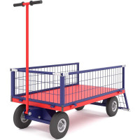 Платформенная усиленная тележка с поворотной осью RUSKLAD ТПОБ 2 С, 600x900x300 мм, с пневматическими колёсами ТПОБ 2 С пневмо