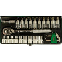 Набор шестигранников, торцевых головок с трещоткой (1/2") 28 предметов Hans 4628T