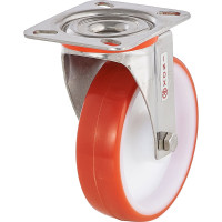 Колесо с нержавеющей вращающейся опорой и пластиной крепления (100 мм; 170 кг; INOX) Tellure rota 604402