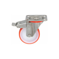 Колесо с нержавеющей вращающейся опорой, пластиной крепления и передним тормозом (100 мм; 170 кг; INOX) Tellure rota 606702