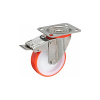 Колесо с нержавеющей вращающейся опорой, пластиной крепления и передним тормозом (100 мм; 170 кг; INOX) Tellure rota 606702