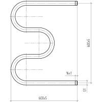 Водяной М-образный полотенцесушитель ТЕРА 600х600 наружная резьба 1 ПСВ-05-10