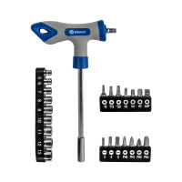 Т-образная отверточная рукоятка КОБАЛЬТ с набором бит и торцевых головок 245-473