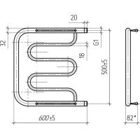 Водяной полотенцесушитель ТЕРА Фокстрот 500х600 наружная резьба 1 ПСВ-02-03