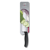 Черный нож Santoku с рифленым лезвием 17 см в картонном блистере Victorinox 6.8523.17B
