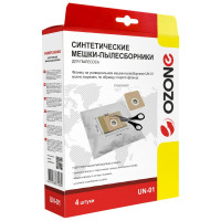 Мешки пылесборники OZONE универсальные для пылесоса, 4 шт., синтетические, многослойные, размер картона: 100x130 мм, диаметр отверстия: 40 мм . UN-01