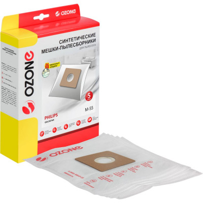 Мешки-пылесборники для пылесоса PHILIPS (5 шт.) OZONE синтетические, многослойные, подходят: GOLDSTAR . M-55