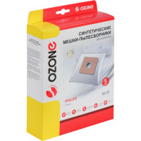Мешки-пылесборники для пылесоса PHILIPS (5 шт.) OZONE синтетические, многослойные, подходят: GOLDSTAR . M-55
