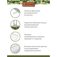 Универсальная большая решетка-гриль BOYSCOUT + веер 61304