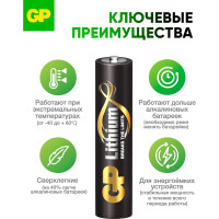 Литиевые батарейки GP 24LF AAA - 2 шт. в блистере. 24LF-2CR2 15924660