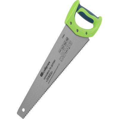 Ножовка по дереву СИБРТЕХ Зубец 400 мм, 7-8 TPI, зуб 2D, калёный зуб, 2-х компонентная рукоятка 23802