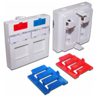 Вставка LANMASTER 45x45 на 2 кейстоуна, со шторкой, маркировкой, иконками, белая,