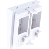 Вставка LANMASTER 45x45 на 2 кейстоуна, со шторкой, маркировкой, иконками, белая,