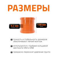 Ремонтная муфта наружной канализации Ostendorf ПВХ, 125 мм 221500