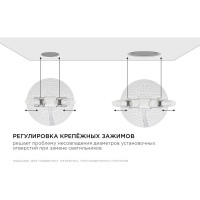 Светодиодная встраиваемая безрамочная панель Apeyron flp, 16вт=12вт+4вт, 1360лм, 6500к, ip20, ф120x21мм, круг, 3 режима, регулировка ф55-105мм/ 06-107