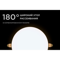 Светодиодная встраиваемая безрамочная панель Apeyron flp, 24вт=18вт+6вт, 2040лм, 4000к, ip20, ф170x21мм, круг, 3 режима, регулировка ф55-155мм/ 06-108