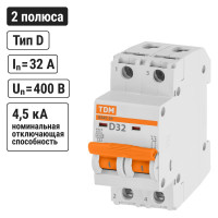 Автоматический выключатель TDM ELECTRIC ВА47-29 2Р 32А 4.5кА D SQ0206-0160