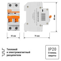 Автоматический выключатель TDM ELECTRIC ВА47-29 2Р 32А 4.5кА D SQ0206-0160
