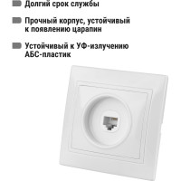 Телефонная розетка, белая RJ11 TDM ELECTRIC Таймыр SQ1814-0020