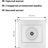 Телевизионная простая розетка, мама, белая, 0-2400 МГц TDM ELECTRIC Таймыр SQ1814-0022