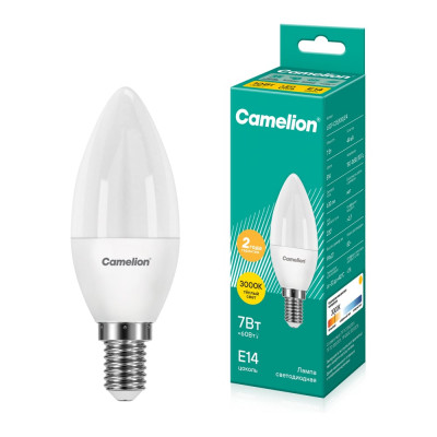 Светодиодная лампа 7Вт 220В Camelion LED7-C35/830/E14 12073