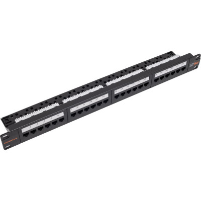 Панель NIKOMAX 19, 24 порта, Кат. 5е, черная NMC-RP24UD2-1U-BK
