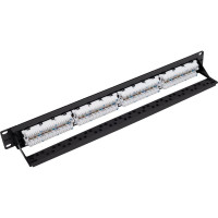 Панель NIKOMAX 19, 24 порта, Кат. 5е, черная NMC-RP24UD2-1U-BK