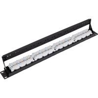 Панель NIKOMAX 19, 24 порта, Кат. 5е, черная NMC-RP24UD2-1U-BK