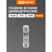 Плавкая вставка TDM ELECTRIC ПВЦ-С2 10х38 aR быстродействующая 25А SQ0729-0046
