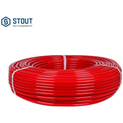 Труба из сшитого полиэтилена с кислородным слоем STOUT PEX-a 16х2,0 бухта 500 м красная SPX-0002-501620