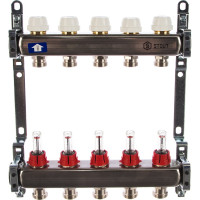 Коллектор из нержавеющей стали с расходомерами 5 вых. STOUT SMS 0917 000005