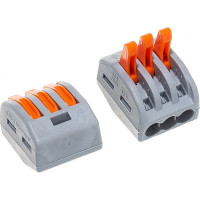 3-проводные строительно-монтажные клеммы STEKKER 50шт в упак. LD222-413 32397