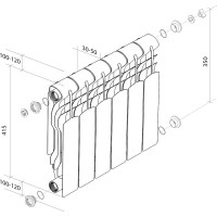 Радиатор Royal Thermo Revolution Bimetall 350 - 6 секций НС-1072193