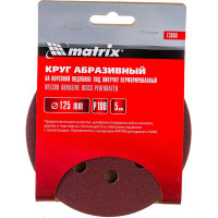 Круг абразивный на ворсовой подложке под липучку (5 шт; 125 мм; P180; 8 отв) MATRIX 73808