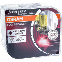 Автолампа, евробокс, 2шт. OSRAM H4 60/55 P43t FOG BREAKER 2600K 12V /1/10 62193FBR-HCB