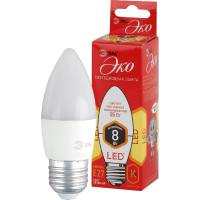 Светодиодная лампа ЭРА ECO LED B35-8W-827-E27, свеча, теплый Б0030020