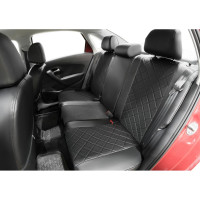 Авточехлы Rival Ромб (зад.сп. 40/60) Volkswagen Polo V седан 2010-2020, эко-кожа, черные, SC.5801.2