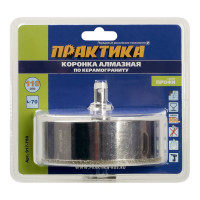 Коронка алмазная по керамограниту/керамике Профи (110х70 мм) ПРАКТИКА 917-750