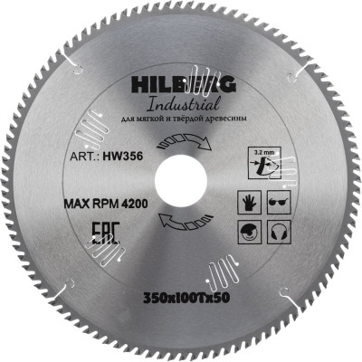 Диск пильный Hilberg Industrial Дерево 35050100Т HW356