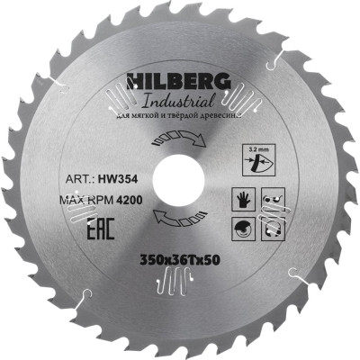 Диск пильный Hilberg Industrial Дерево 3505036Т HW354