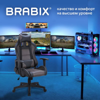 Компьютерное геймерское офисное кресло BRABIX GT Racer GM-100, с подлокотниками, подушки, экокожа 531819
