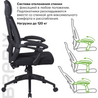 Компьютерное офисное кресло руководителя BRABIX Nexus ER-401, с подголовником, с подлокотниками 531835