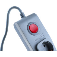 Сетевой фильтр Uniel Lux, 3м, Пвс 3х0,75, 4 гнезда, с/з, 1USB/1A. 10А S-GSL5-3U GREY UL-00001761