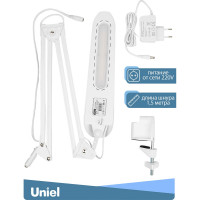 Настольный светильник Uniel на струбцине /LED/500Lm/4500K/Dimmer/TLD-524 White/8W/ 10610