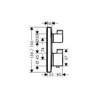 Термостатический смеситель для душа HANSGROHE 15714000 Ecostat Square внешняя часть 00000059822