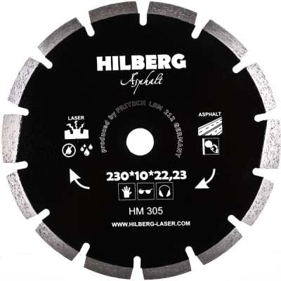 Диск алмазный отрезной Hilberg 230x22.23 Hard Materials Laser Asphalt HM305