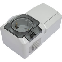Блок Systeme Electric (Schneider Electric) Этюд, IP44, 1-кл выключатель+евророзетка, з/ш, серый BPA16-241C