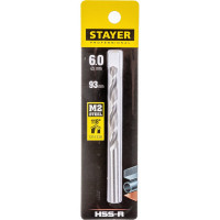 Сверло Professional по металлу HSS-R (6х57х93 мм; М2; DIN 338) Stayer 29602-6
