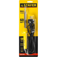 Паяльник Stayer с пластмассовой рукояткой и долговечным жалом  MASTER MAXTerm 60Вт клин 55305-60