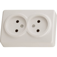 Розетка ЭРА 11-2202-02 2х2P, 16A-250В, IP20, открытой установки, Эксперт, слоновая кость Б0020683